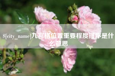 中卫九宫格位置重要程度排序是什么意思
